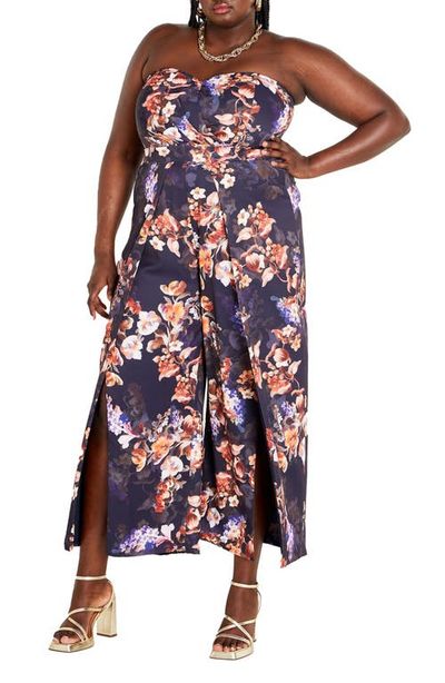 City Chic City Chic Fiona Floral Print Jumpsuit