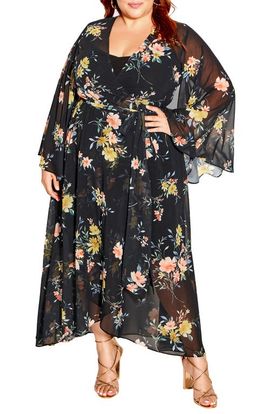 City Chic City Chic Fleetwood Print Wrap Maxi Dress 