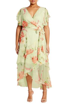City Chic City Chic Floral High Low Faux-Wrap Dress