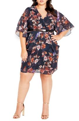 City Chic City Chic Floral Print Faux Wrap Minidress