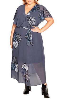 City Chic City Chic Garnet Flutter Sleeve Wrap Dress