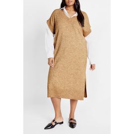 City Chic City Chic Gloria Layered Long Sleeve Knit Dress