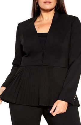 City Chic City Chic Holly Removable Pleated Hem Jacket