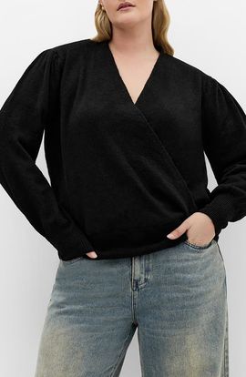City Chic City Chic Ivana Faux Wrap V-Neck Sweater