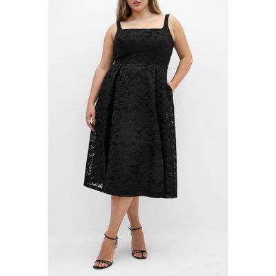 City Chic City Chic Jacklynn Floral Jacquard Sleeveless Dress