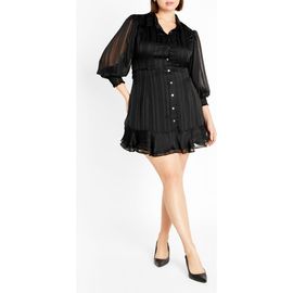 City Chic City Chic Journi Stripe Long Sleeve Shirtdress