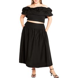 City Chic City Chic Kaia Off the Shoulder Crop Top & Maxi Skirt