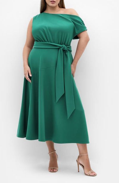 City Chic City Chic Kate One-Shoulder Crepe Midi Dress