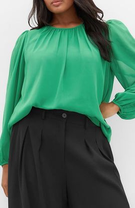 City Chic City Chic Kelly Sheer Sleeve Top