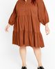 City Chic City Chic Kiara Balloon Sleeve Tiered Shirtdress - 1
