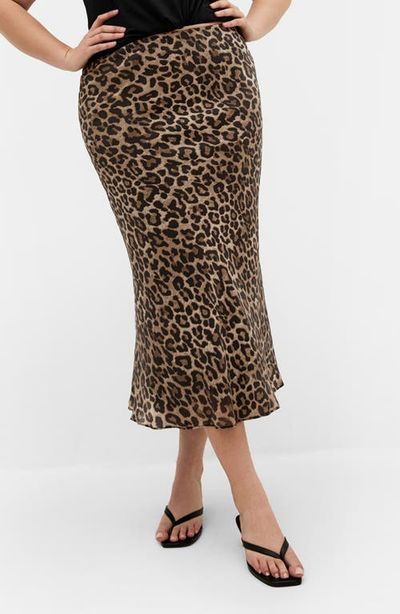 City Chic City Chic Kyra Leopard Print Midi Skirt