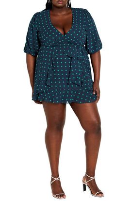 City Chic City Chic Lavender Puff Sleeve Faux Wrap Dress