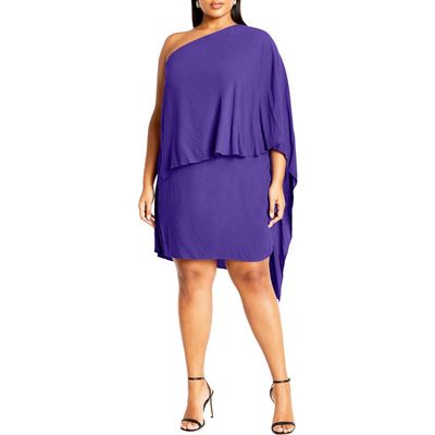 City Chic City Chic Lily One-Shoulder Cape Dress
