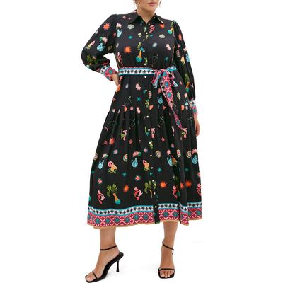 City Chic City Chic Lina Long Sleeve Belted Maxi Shirtdress