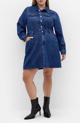 City Chic City Chic Liora Long Sleeve Denim Shirtdress