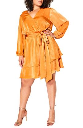 City Chic City Chic Long Sleeve Faux Wrap Dress