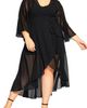 City Chic City Chic Long Sleeve Sheer Chiffon Maxi Wrap Dress - 1