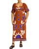 City Chic City Chic Luna Print Puff Sleeve Maxi Dress - 1