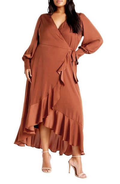 City Chic City Chic Marceline Long Sleeve Wrap Maxi Dress