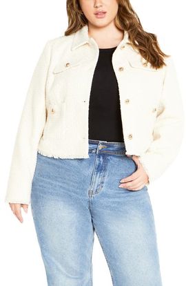 City Chic City Chic Mariah Fray Hem Tweed Jacket
