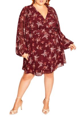 City Chic City Chic Mariella Long Sleeve Faux Wrap Dress