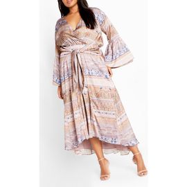 City Chic City Chic Marilyn Long Sleeve Faux Wrap Maxi Dress