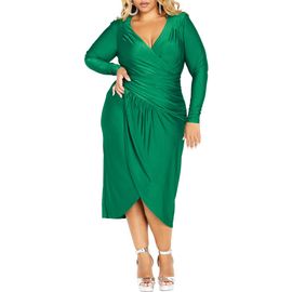 City Chic City Chic Marissa Ruched Long Sleeve Midi Dress