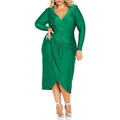City Chic City Chic Marissa Ruched Long Sleeve Midi Dress
