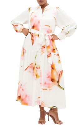 City Chic City Chic Maxi Floral Satin Maxi Shirtdress