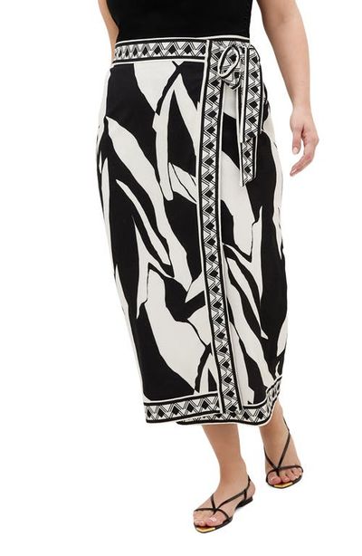 City Chic City Chic Mirage Print Wrap Maxi Skirt 