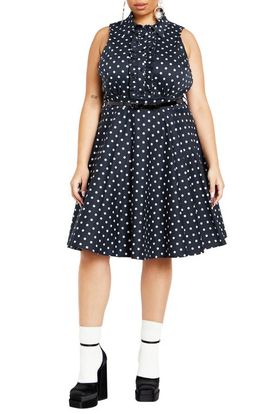 City Chic City Chic Nellie Polka Dot Sleeveless Dress