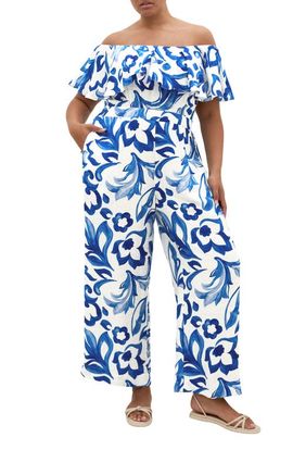 City Chic City Chic Off the Shoulder Floral Print Jumpsuit