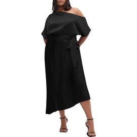 City Chic City Chic Payton Pleated One-Shoulder Maxi Dress