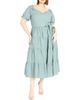 City Chic City Chic Puff Sleeve Tiered Midi Dress - 1