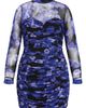 City Chic City Chic Robin Print Ruched Long Sleeve Body-Con Dress - 3