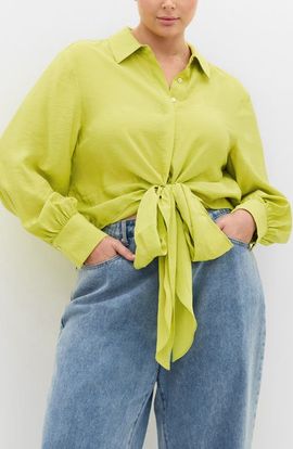 City Chic City Chic Rosa Tie Hem Button-Up Shirt