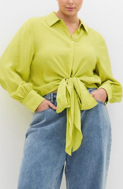 City Chic City Chic Rosa Tie Hem Button-Up Shirt