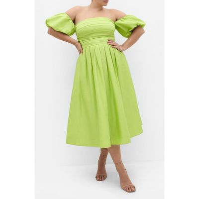 City Chic City Chic Rosalee Off the Shoulder Cotton Midi Dress