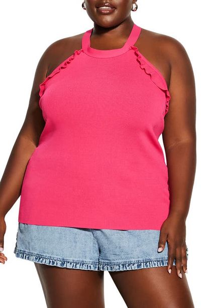 City Chic City Chic Ruffle Trim Knit Halter Top