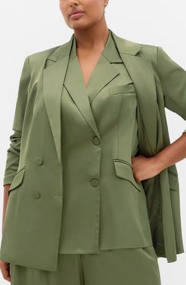 City Chic City Chic Rylie Satin Double Breasted Blazer