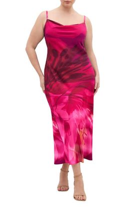 City Chic City Chic Sadie Print Cowl Neck Slipdress