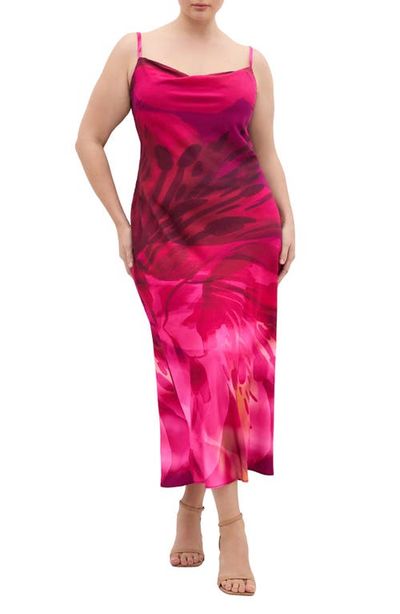 City Chic City Chic Sadie Print Cowl Neck Slipdress