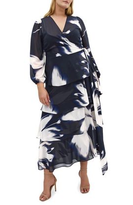 City Chic City Chic Selene Floral Print Long Sleeve Wrap Dress