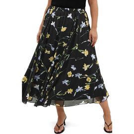 City Chic City Chic Serene Floral Print A-Line Skirt