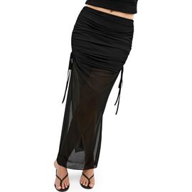City Chic City Chic Shelly Ruched Mesh Midi Skirt