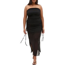 City Chic City Chic Shelly Ruched Strapless Maxi Dress