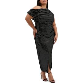 City Chic City Chic Shimmy Ruched One-Shoulder Midi Cocktail Dress