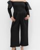 City Chic City Chic Stacie Off the Shoulder Bow Long Sleeve Jumpsuit - 1