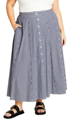 City Chic City Chic Stellar Stripe A-Line Maxi Skirt