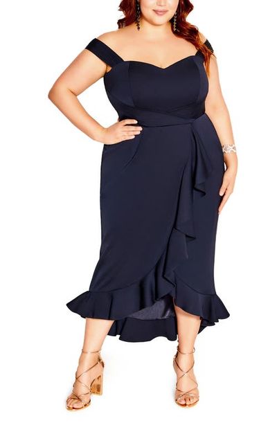 City Chic City Chic The Hypnotise Faux Wrap Midi Dress